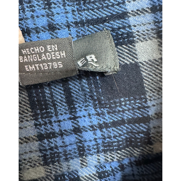 Eddie Bauer Shirt Mens Sz XL Blue Gray Flannel Plaid Button Up Cotton - Picture 4 of 9
